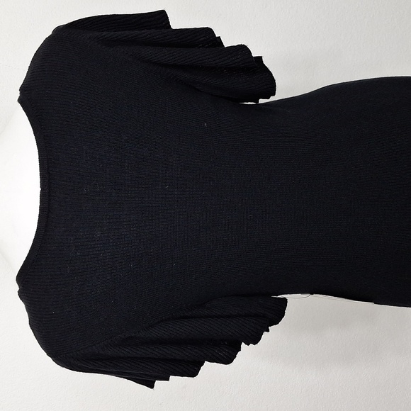 Express NEW Black Flutter Sleeve Ribbed Knit Bodycon Night Out Dress Size S - Picture 6 of 13